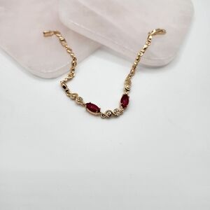 Elegant Gold and Red Women's Bracelet